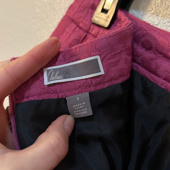 Chelsea28 Fuchsia Brocade A-Line Skirt - Picture 4 of 7